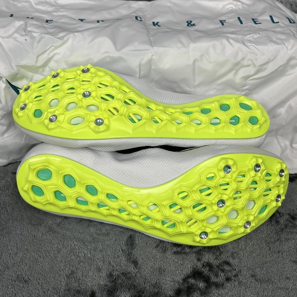 Nike Track & Field Spike Shoes Mens Size 9 White Black Volt Racing DR2741-102 - Picture 8 of 8